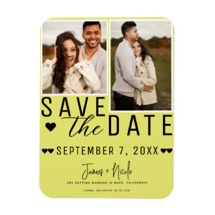 Moderne Chartreuse Save the Date 2 Foto Bruiloft Magneet