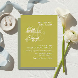 Moderne Chartreuse Script Formele Bruiloft Folie Uitnodiging