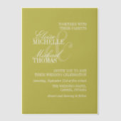 Moderne Chartreuse Script Formele Bruiloft Vellum Uitnodigingen (Voorkant)