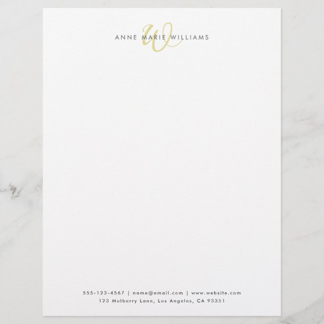 Moderne Chartreuse Script Monogram Briefhoofd (Voorkant)