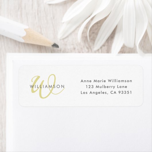 Moderne Chartreuse Script Monogram Etiket (Insitu)