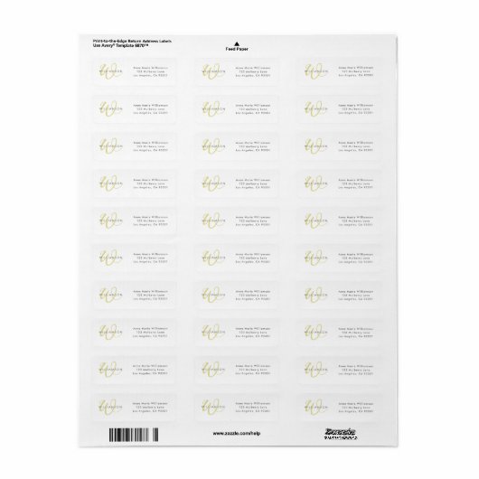 Moderne Chartreuse Script Monogram Etiket (Full Sheet)