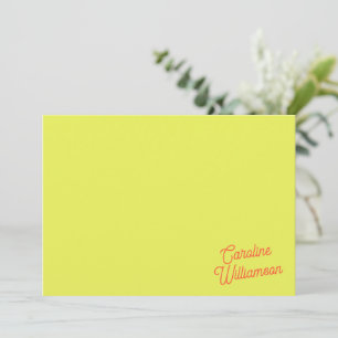 Moderne Chartreuse Script Persoonlijk Stationery Notitiekaartje