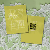 Moderne Chartreuse Script QR Code Formele Trouwkaa RSVP Kaartje