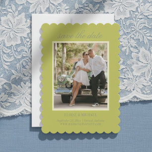 Moderne Chartreuse Script Trouwfoto Save The Date