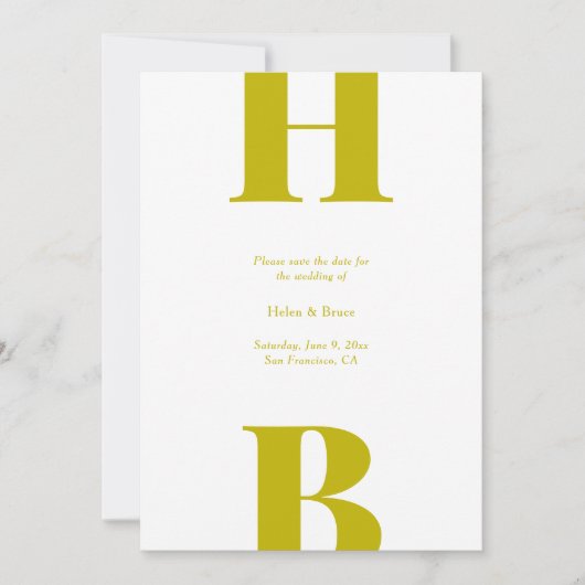 Moderne Chartreuse Typografie Monogram Trouwen Save The Date (Voorkant)