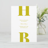 Moderne Chartreuse Typografie Monogram Trouwen Save The Date (Staand voorkant)