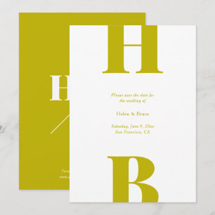 Moderne Chartreuse Typografie Monogram Trouwen Save The Date