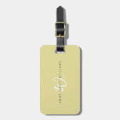 Moderne Chartreuse Witte Script Monogram Bagagelabel (Voorkant verticaal)