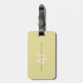 Moderne Chartreuse Witte Script Monogram Bagagelabel (Achterkant verticaal)