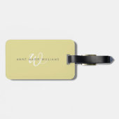 Moderne Chartreuse Witte Script Monogram Bagagelabel (Achterkant horizontaal)
