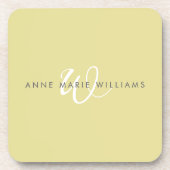 Moderne Chartreuse Witte Script Monogram Bier Onderzetter (Voorkant)