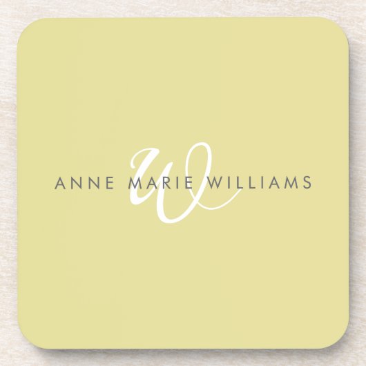 Moderne Chartreuse Witte Script Monogram Bier Onderzetter (Voorkant)