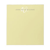 Moderne Chartreuse Witte Script Monogram Notitieblok (Voorkant)