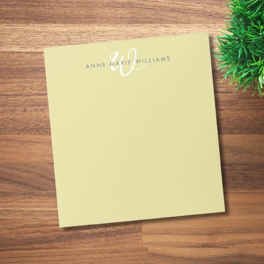 Moderne Chartreuse Witte Script Monogram Notitieblok