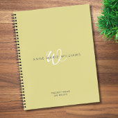 Moderne Chartreuse Witte Script Monogram Notitieboek