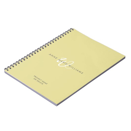 Moderne Chartreuse Witte Script Monogram Notitieboek (Linkerzijde)