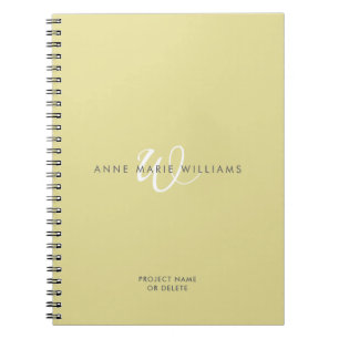 Moderne Chartreuse Witte Script Monogram Notitieboek