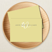 Moderne Chartreuse Witte Script Monogram Notitiekaartje