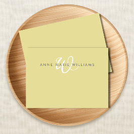 Moderne Chartreuse Witte Script Monogram Notitiekaartje