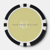 Moderne Chartreuse Witte Script Monogram Poker Chips (Voorkant)