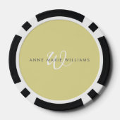Moderne Chartreuse Witte Script Monogram Poker Chips (Achterkant)