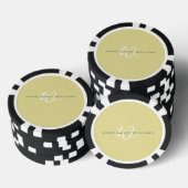 Moderne Chartreuse Witte Script Monogram Poker Chips (Opstapeling)