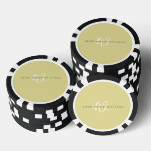 Moderne Chartreuse Witte Script Monogram Poker Chips