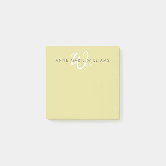 Moderne Chartreuse Witte Script Monogram Post-it® Notes (Voorkant)
