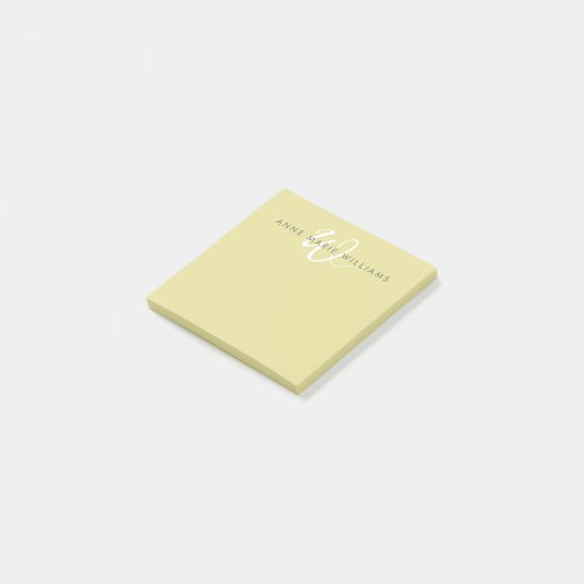 Moderne Chartreuse Witte Script Monogram Post-it® Notes (Schuin)