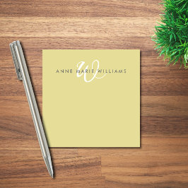 Moderne Chartreuse Witte Script Monogram Post-it® Notes