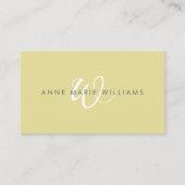 Moderne Chartreuse Witte Script Monogram QR Code Visitekaartje (Voorkant)