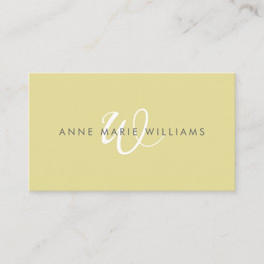 Moderne Chartreuse Witte Script Monogram QR Code Visitekaartje (Voorkant)