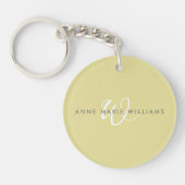 Moderne Chartreuse Witte Script Monogram Sleutelhanger (Voorkant)
