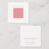 Moderne checkboard roze Oranje Eenvoudig aangepast Vierkante Visitekaartje (Voorkant / Achterkant)