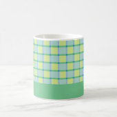 Moderne Checker Blauw Groen Lime Gepersonaliseerd Koffiemok (Center)