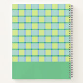 Moderne Checker Blauw Groen Lime Gepersonaliseerd Notitieboek (Achterkant)