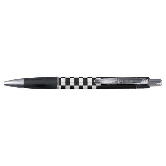 Moderne Checker Checkerboard Voeg naam toe Zwart W Pen (Achterkant)