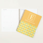Moderne Checker Groen Geel Oranje Eigen Naamletter Planner (Display)