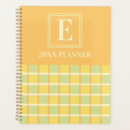 Moderne Checker Groen Geel Oranje Eigen Naamletter Planner