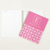 Moderne Checker Roze Paars Aangepaste Monogram Planner (Display)