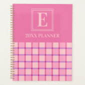 Moderne Checker Roze Paars Aangepaste Monogram Planner (Voorkant)