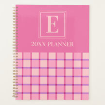 Moderne Checker Roze Paars Aangepaste Monogram