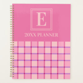Moderne Checker Roze Paars Aangepaste Monogram Planner