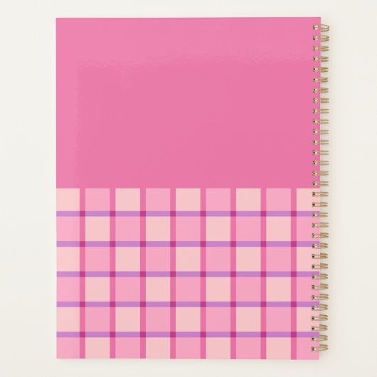 Moderne Checker Roze Paars Aangepaste Monogram Planner (Achterkant)