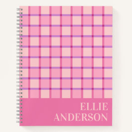 Moderne Checker Roze Paars Persoonlijk Notitieboek