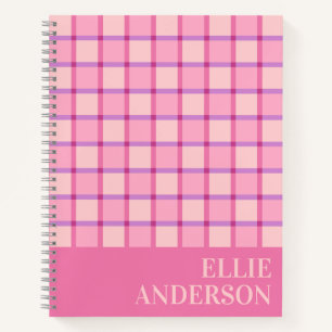 Moderne Checker Roze Paars Persoonlijk Notitieboek