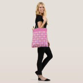 Moderne Checker Roze Paarse Patroon Tote Bag (Op model)