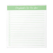 Moderne checklist groene kolom rendy Sage Notitieblok (Voorkant)