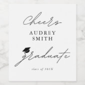 Moderne Cheers Afstudeerscript Afstudeerhoed Wijn Etiket (Enkel label)